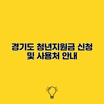 경기도 청년지원금 신청 및 사용처 안내