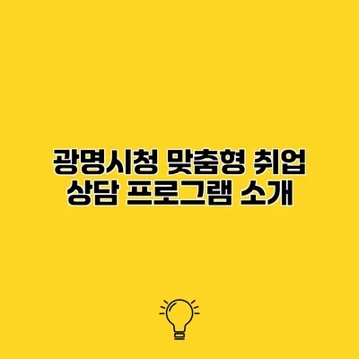 광명시청 맞춤형 취업 상담 프로그램 소개