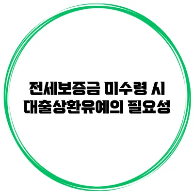 전세보증금 미수령 시 대출상환유예의 필요성