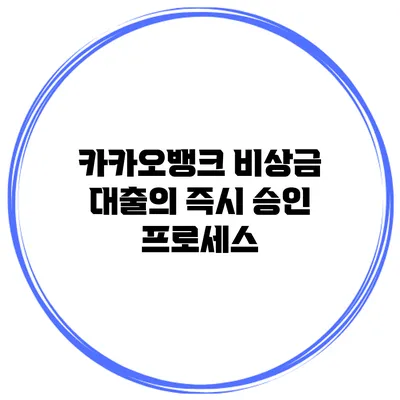 카카오뱅크 비상금 대출의 즉시 승인 프로세스