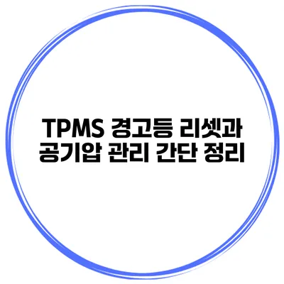 TPMS 경고등 리셋과 공기압 관리 간단 정리