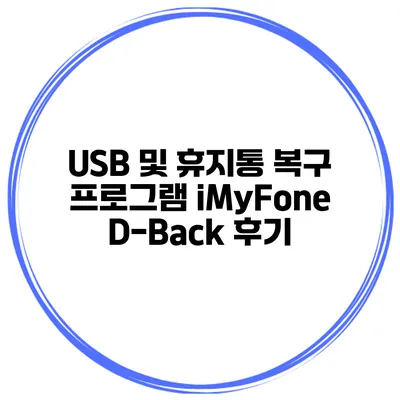 USB 및 휴지통 복구 프로그램 iMyFone D-Back 후기