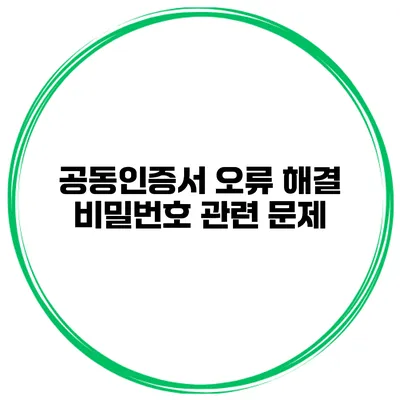 공동인증서 오류 해결 비밀번호 관련 문제