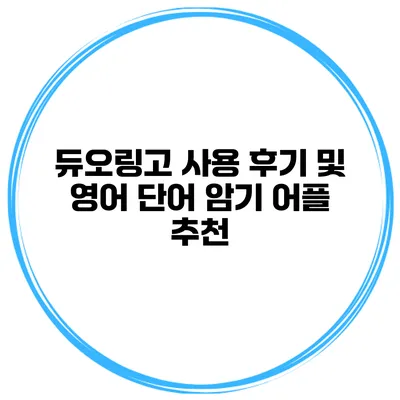 듀오링고 사용 후기 및 영어 단어 암기 어플 추천