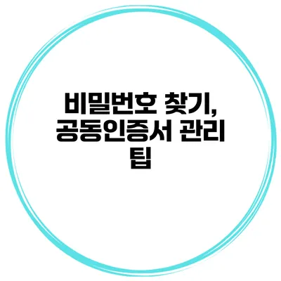 비밀번호 찾기, 공동인증서 관리 팁