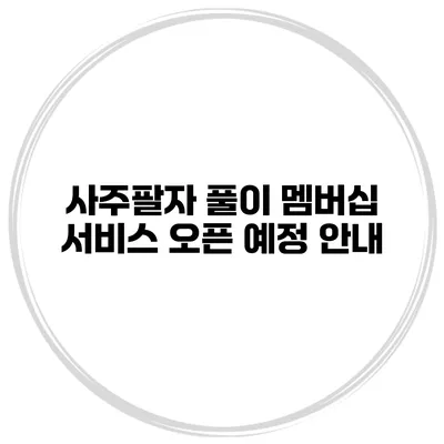 사주팔자 풀이 멤버십 서비스 오픈 예정 안내