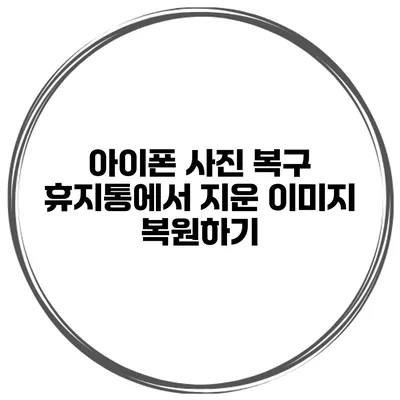 아이폰 사진 복구 휴지통에서 지운 이미지 복원하기