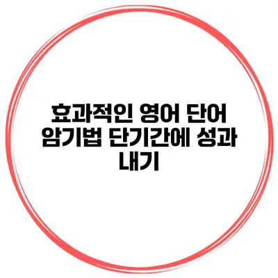 효과적인 영어 단어 암기법 단기간에 성과 내기